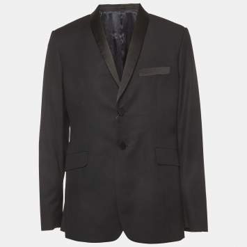 Pre Owned Alexander McQueen Black Wool Blend Shawl Collar Tailored Jacket XXL 