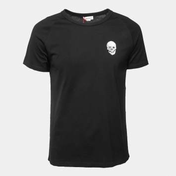 Pre Owned Alexander McQueen Black Skull Print Cotton T-Shirt L