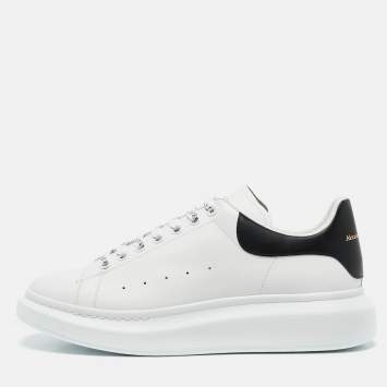 Pre Owned Alexander McQueen White/Black Leather Larry Sneakers Size 44