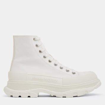 Pre Owned Alexander McQueen Tread Slick Boot Triple White Size 39