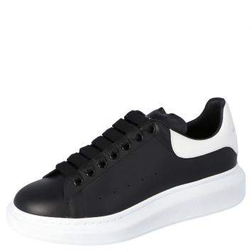 Pre Owned Alexander McQueen Black Leather Oversized Low Top Sneakers Size EU 41