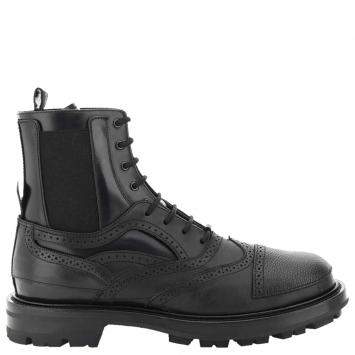 Pre Owned Alexander McQueen Black Leather Lace-Up Ankle Boots Size IT 45