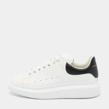 Pre Owned Alexander McQueen White/Black Leather Oversized Sneakers Size 41