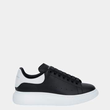 Pre Owned Alexander McQueen Black Leather Oversized Low Top Sneakers Size EU 42