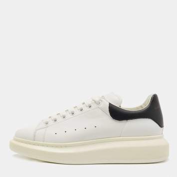 Pre Owned Alexander McQueen White/Black Leather Oversized Sneakers Size 44