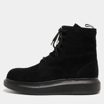 Pre Owned Alexander McQueen Black Suede High Top Sneakers Size 41
