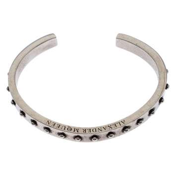 Pre Owned Alexander McQueen Silver Tone Studded Open Cuff