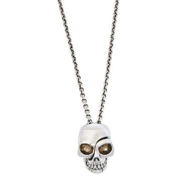 Pre Owned Alexander McQueen Silver Tone Divided Skull Necklace