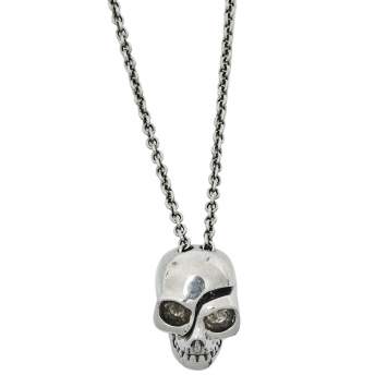 Pre Owned Alexander McQueen Divided Skull Silver Tone Long Chain Necklace