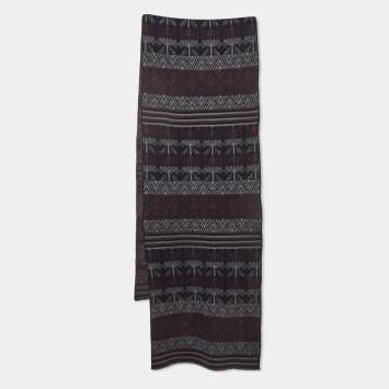 Pre Owned Alexander McQueen Navy Blue Patterned Wool Muffler 