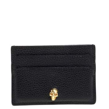 Pre Owned  Alexander Mcqueen Black Leather Skull Card Holder