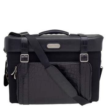 Pre Owned Samsonite Black Label Alexander McQueen Leather And Canvas Boarding Bag