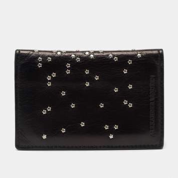 Pre Owned Alexander McQueen Black Studded Leather Card Case