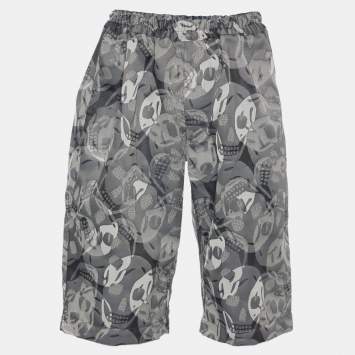 Pre Owned Alexander McQueen Grey Skull Print Synthetic Shorts L