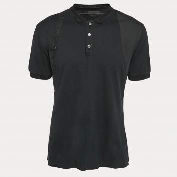 Pre Owned Alexander McQueen Navy Blue Cotton Pique Harness Polo T-Shirt XL