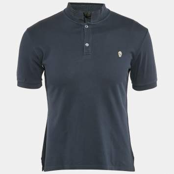 Pre Owned Alexander McQueen Grey Cotton Pique Polo T-Shirt S