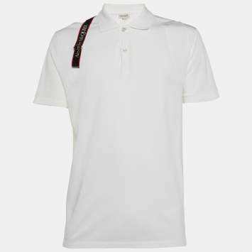 Pre Owned Alexander McQueen White Logo Harness Cotton Pique Polo T-Shirt XXL
