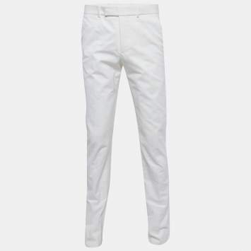 Pre Owned Alexander McQueen White Cotton Regular Fit Trousers M