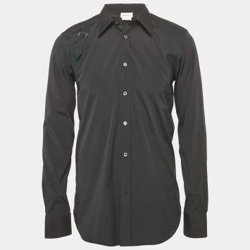 Pre Owned Alexander McQueen Black Cotton Harness Detail Shirt L