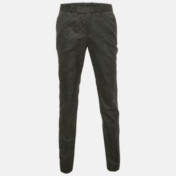 Alexander McQueen Black Patterned Satin Trousers L