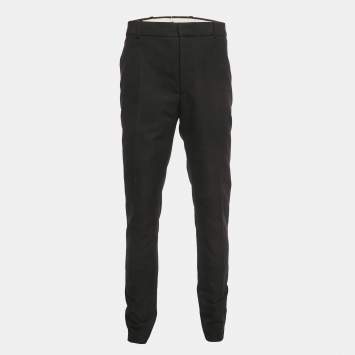 مملوكة مسبقًا Alexander McQueen Black Logo Embroidered Cotton Trousers XL