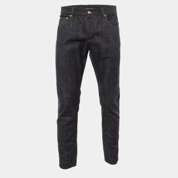 Pre Owned Alexander McQueen Dark Blue Skull Patch Denim Jeans L Waist 32"