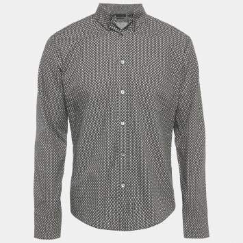 Pre Owned Alexander McQueen Black Skull Print Cotton Long Sleeve Shirt M