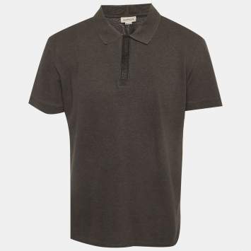 مملوكة مسبقًا Alexander McQueen Grey Pique Polo T-Shirt XL