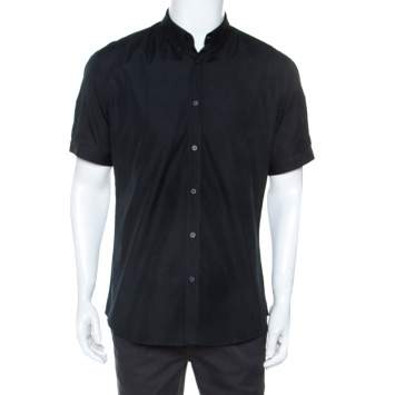 Pre Owned Alexander McQueen Midnight Blue Cotton Short Sleeve Shirt XL