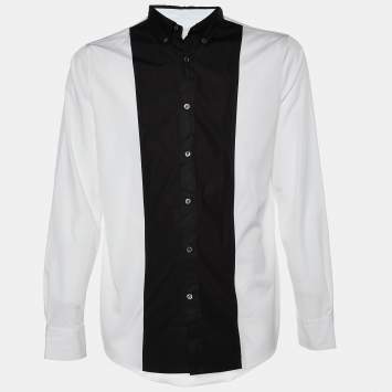 Pre Owned Alexander McQueen White Cotton Contrast Detail Double Collar & Placket Shirt XL