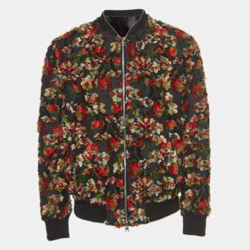Pre Owned Alexander McQueen Multicolor Floral Patterned Bomber Jacket XL