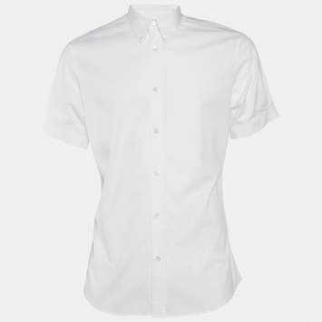 Pre Owned Alexander McQueen White Cotton Short Sleeve Shirt M