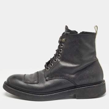 Pre Owned Alexander McQueen Black Leather Ranger Boots Size 41