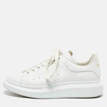Pre Owned Alexander McQueen White Leather Oversized Lace Up Sneakers Size 44