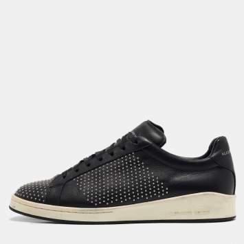 Pre Owned Alexander McQueen Black Leather Mainline Studded Low Top Sneakers Size 44