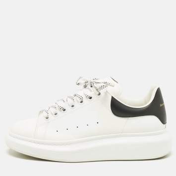 Pre Owned Alexander McQueen White/Black Leather Oversized Sneakers Size 43