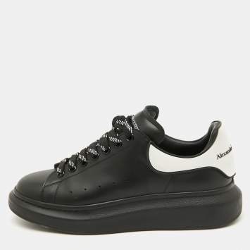 Pre Owned Alexander Mcqueen Black Leather Oversized Sneakers Size 42.5