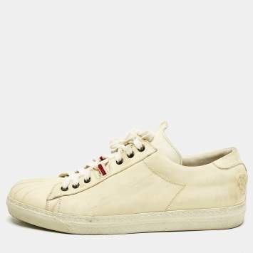 Alexander McQueen Cream Leather Lace Up Sneakers Size 45
