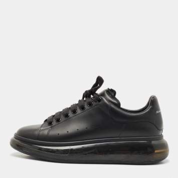 Alexander McQueen Black Leather Larry Low Top Sneakers Size 42