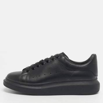 Pre Owned Alexander McQueen Black Leather Oversized Low Top Sneakers Size 43