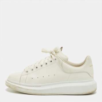 Pre Owned Alexander McQueen White Leather Oversized Lace Up Sneakers Size 43.5