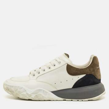Pre Owned Alexander McQueen Court Size 43 Tricolor Leather Suede Lace Up Sneakers