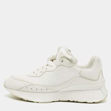 Pre Owned حذاء رياضي ألكسندر ماكوين جلد أبيض برابط مقاس 42