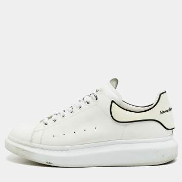 Pre Owned Alexander McQueen Oversized Size 46 White Leather and Rubber Lace Up Sneakers