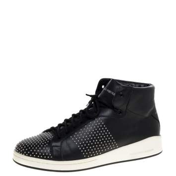 Pre Owned Alexander McQueen Black Leather Studded High Top Sneakers Size 41