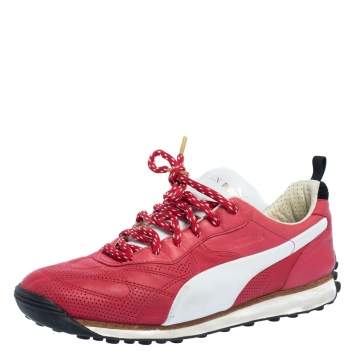 Pre Owned Alexander McQueen For Puma Red Leather Low Top Sneakers Size 44