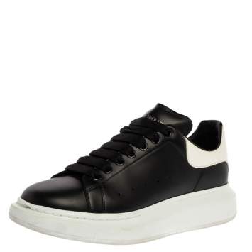 Pre Owned Alexander McQueen Black/White Leather Larry Low Top Sneakers Size 43