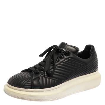 Pre Owned Alexander McQueen Black Quilted Leather Low Top Sneakers Size 45