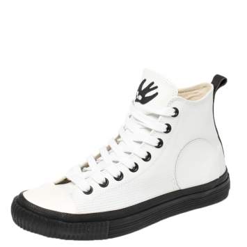 Pre Owned Alexander McQueen White Leather Plimsoll High Sneakers Size 40