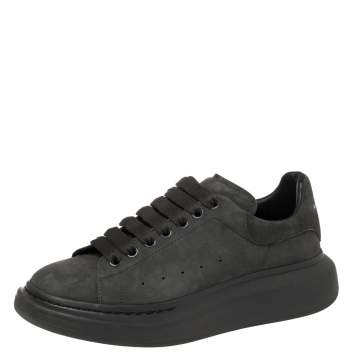 Pre Owned Alexander McQueen Grey Suede Oversized Low Top Sneakers Size 40